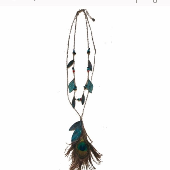Boho Peacock Feather Necklace! One of a kind conversation piece!